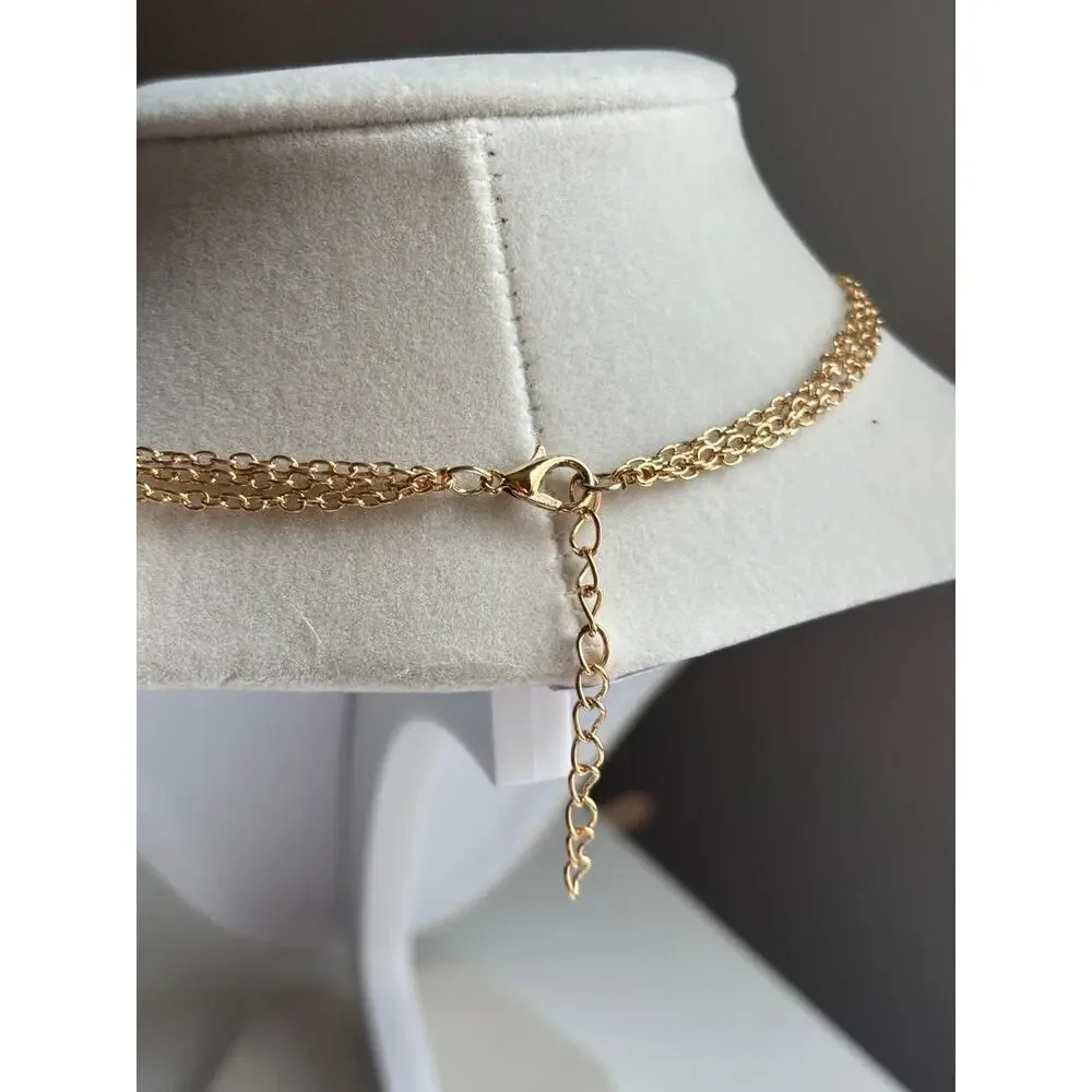 Gold Layered Necklace Minimal Geometric Bar Coin Pendant Dainty - Picture 7 of 7